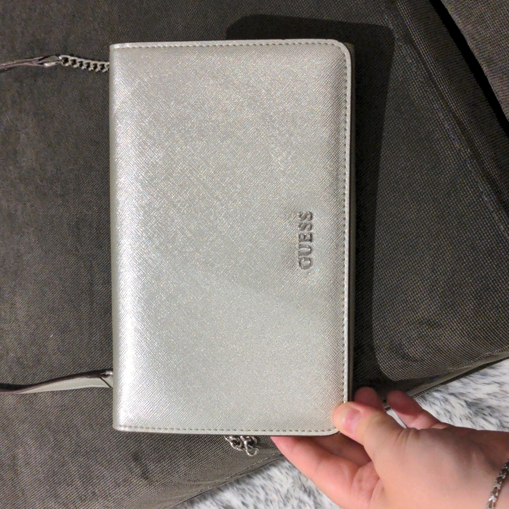 Authentic Shiny Shimmery Guess Crossbody Clutch Purse